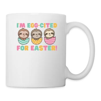 paresseux mignons à Pâques avec des œufs de Pâques paresseux - Mug blanc - blanc - Droite