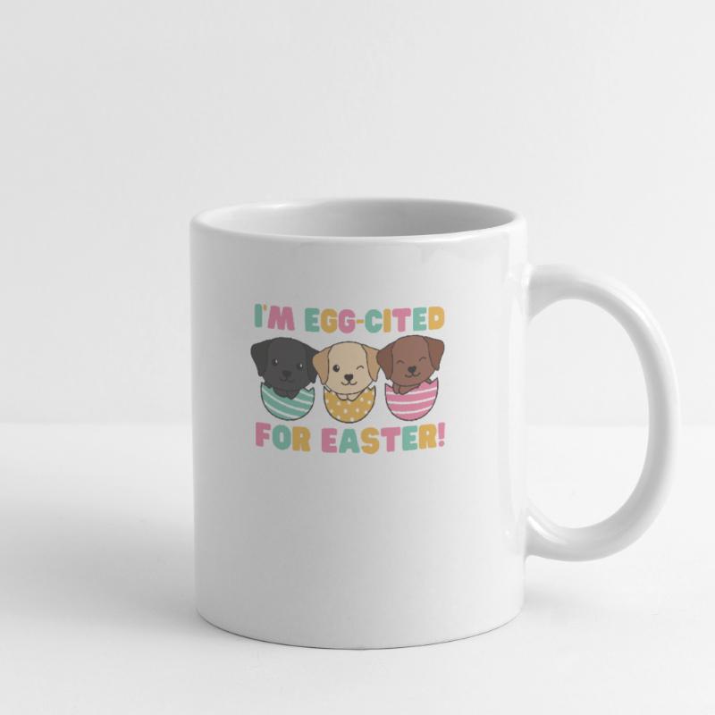 cute dogs at Easter with Easter eggs Labrador Mug
