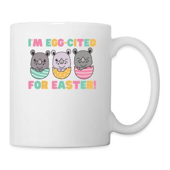 rhinocéros mignons à Pâques avec des œufs de Pâques rhinocéros - Mug blanc - blanc - Droite