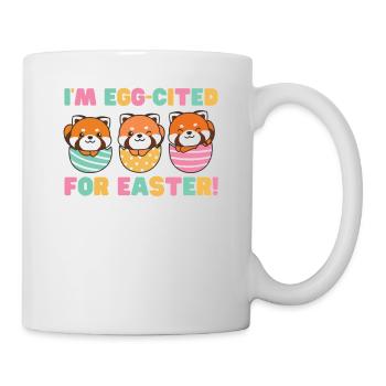 süße Roter Pandas zu Ostern mit Ostereiern Roter - Tasse - Weiß - Rechts