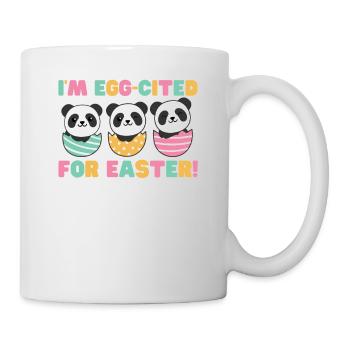 süße Pandas zu Ostern mit Ostereiern Panda - Tasse - Weiß - Rechts