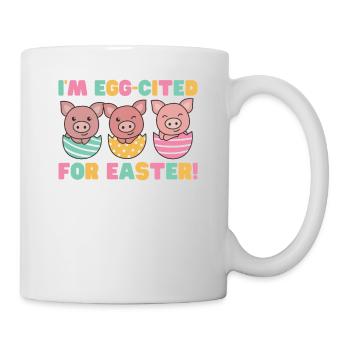 sweet pigs at Easter with Easter eggs pork - Mug - white - Right