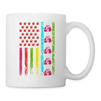 American Sports Flag Boxing Gloves 100 Days of - Mug - white - Right
