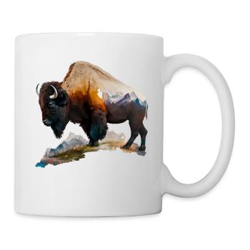 Bison Berg Bunt Landschaft Geschenk Kunst Bisons - Tasse - Weiß - Rechts