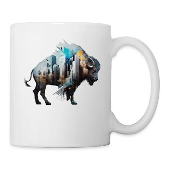 Bison Geschenkidee Frau Kunst Tierliebhaber Zoo - Tasse - Weiß - Rechts