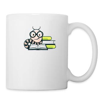 Bücherwurm mit Nerd-Brille lesen Leseratte - Tasse - Weiß - Rechts