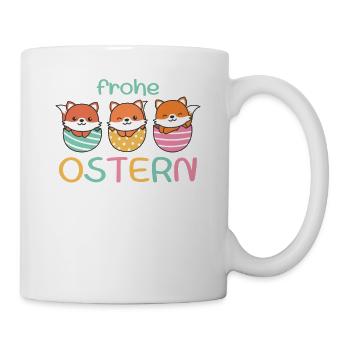 süße Füchse zu Ostern mit Ostereiern Fuchs - Tasse - Weiß - Rechts