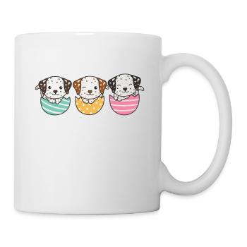 cute dogs at Easter with Easter eggs Dalmatians - Mug - white - Right