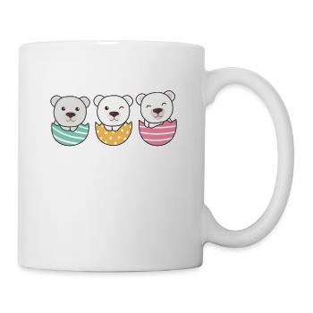 cute polar bears at Easter with Easter eggs polar bear - Mug - white - Right