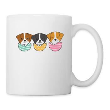 cute dogs for Easter with Easter eggs Jack Russell - Mug - white - Right