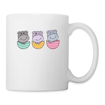 sweet hippos for Easter with Easter eggs hippo - Mug - white - Right