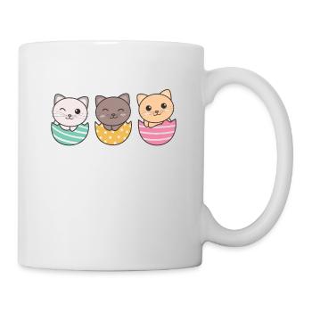 cute cats at Easter with Easter eggs cat - Mug - white - Right
