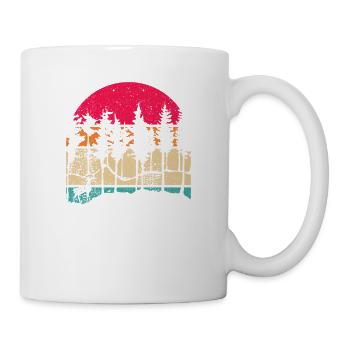 Berg Wildtiere Bäume Draußen Natur Retro Wald - Tasse - Weiß - Rechts