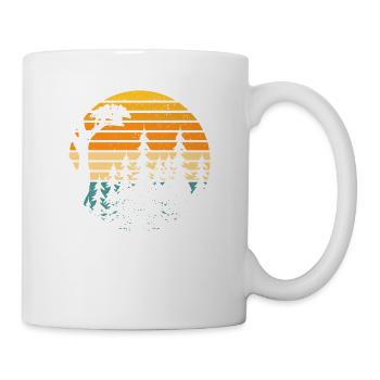 Berg Wildtiere Bäume Draußen Natur Retro Wald - Tasse - Weiß - Rechts