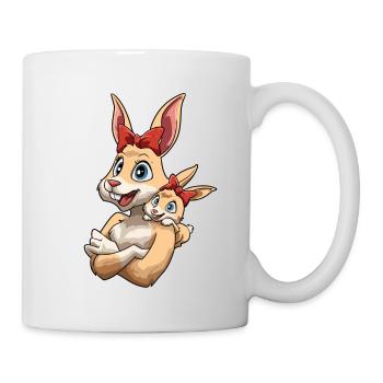 Hase Häsin mit Hasen Kind für Mutti - Tasse - Weiß - Rechts