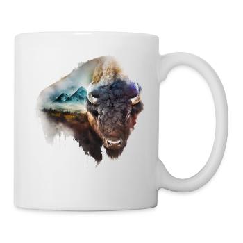 Bison Mountains Gift Animals Landscape Animal Motif - Mug - white - Right