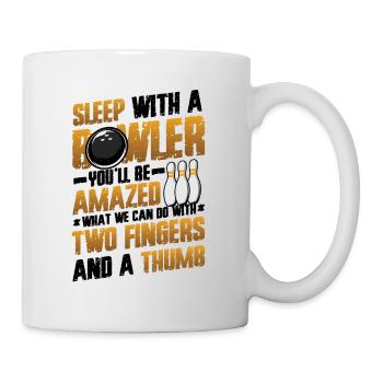 Schlaf Mit Einem Kegler - Lustiges Bowling - Tasse - Weiß - Rechts