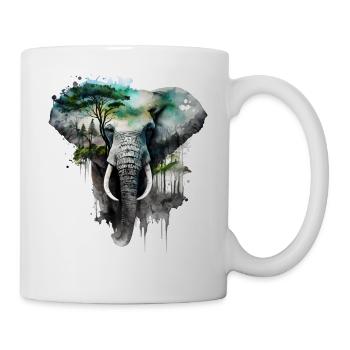 Elephant Forest Mountains Animal Africa Gift Art Zoo - Mug - white - Right