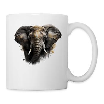 Elefant Kunst Tiergesicht Geschenk Tiermotiv Zoo - Tasse - Weiß - Rechts