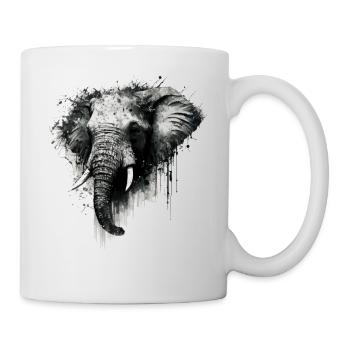 Elefant Zeichnung Tier Geschenk Mann Zoo Afrika - Tasse - Weiß - Rechts
