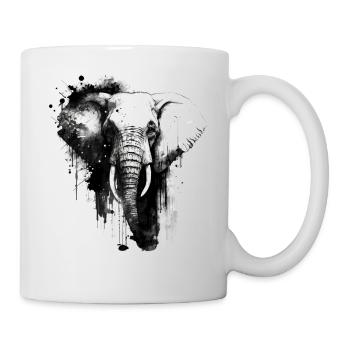 Elefant Zeichnung Tier Geschenk Mann Zoo Afrika - Tasse - Weiß - Rechts