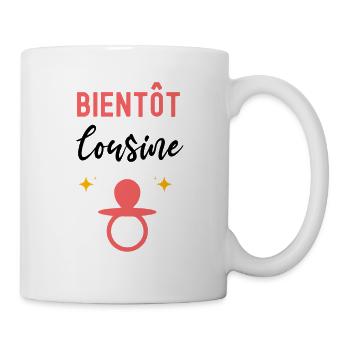 Bientôt cousine cadeau annonce grossesse Cousine - Mug blanc - blanc - Droite