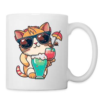 Sommer-Coolness: Katze mit Sonnenbrille - Tasse - Weiß - Rechts