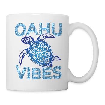 Polynesian Blue Tribal Sea Turtle Oahu Vibes - Mug - white - Right