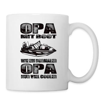 Opa Mit Boot Wie Ein Normaler Opa Nur Cooler - Tasse - Weiß - Rechts