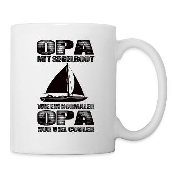 Opa Mit Segelboot Wie Ein Normaler Opa Nur Cooler - Tasse - Weiß - Rechts