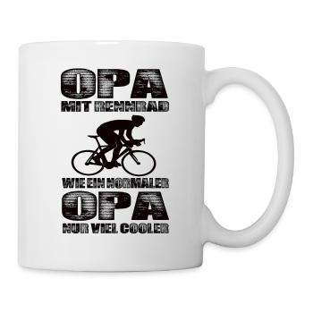 Opa Mit Rennrad Wie Ein Normaler Opa Nur Cooler - Tasse - Weiß - Rechts