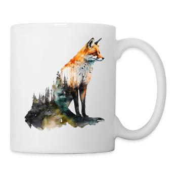 Fox Forest Art Red Fox Gift Woman Animal Motif - Mug - white - Right