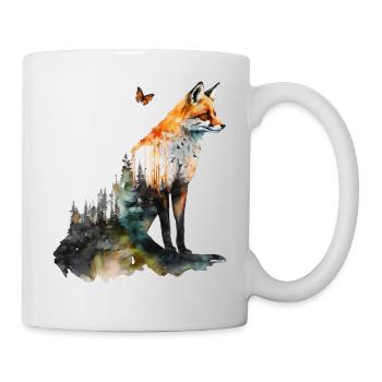 Fuchs Wald Kunst Rotfuchs Geschenk Frau Tier Motiv - Tasse - Weiß - Rechts