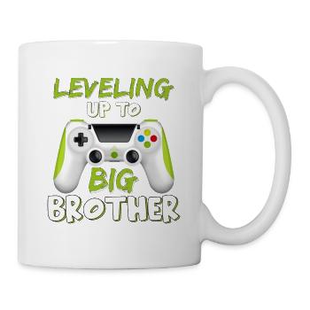 Leveling Up To Big Bro Brother Videospieler Big Bro - Tasse - Weiß - Rechts
