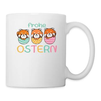 süße Rote Pandas zu Ostern mit Ostereiern - Tasse - Weiß - Rechts