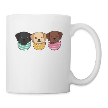 cute dogs at Easter with Easter eggs Labrador - Mug - white - Right