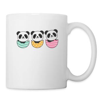 süße Pandas zu Ostern mit Ostereiern Panda - Tasse - Weiß - Rechts