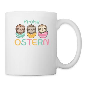 süße Faultiere zu Ostern mit Ostereiern Faultier - Tasse - Weiß - Rechts