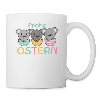 süße Mäuse zu Ostern mit Ostereiern Maus - Tasse - Weiß - Rechts