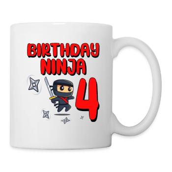 Birthday Ninja 4 Years Old Bday Party Gift Ninja - Tasse - Weiß - Rechts