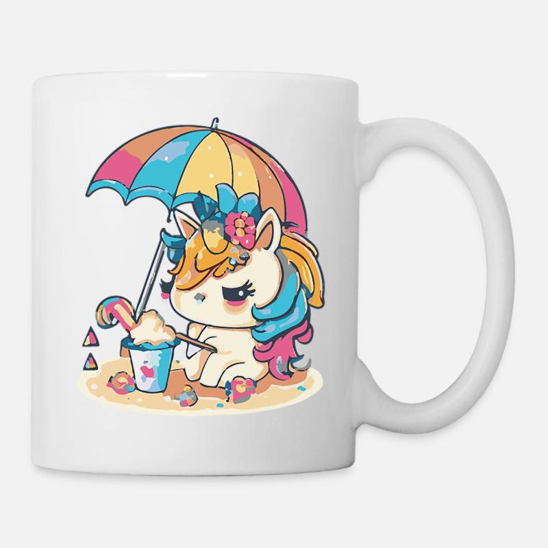 Licorne mignonne pour enfants - Édition été - Mug blanc - blanc