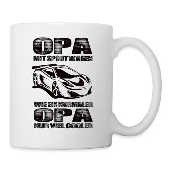 Opa Mit Sportwagen Wie Ein Normaler Opa Nur Cooler - Tasse - Weiß - Rechts