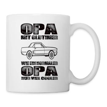 Opa Mit Oldtimer Wie Ein Normaler Opa Nur Cooler - Tasse - Weiß - Rechts