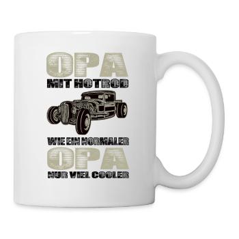 Opa Mit Hotrod Wie Ein Normaler Opa Nur Cooler - Tasse - Weiß - Rechts
