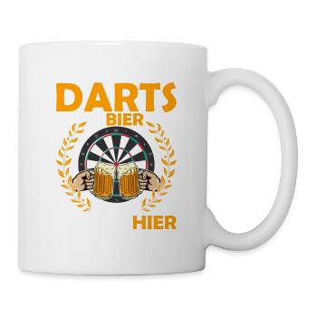 Darts & Bier Darum bin ich hier Dartscheibe Team D - Tasse - Weiß - Rechts