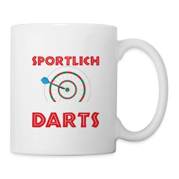 Ich bin sportlich Ich spiel Darts Dartscheibe Dart - Tasse - Weiß - Rechts