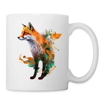 Fuchs Geschenk Kunstwerk Rotfuchs Bunt Tier Kunst - Tasse - Weiß - Rechts