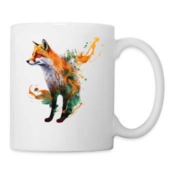 Fuchs Geschenk Kunstwerk Rotfuchs Bunt Tier Kunst - Tasse - Weiß - Rechts