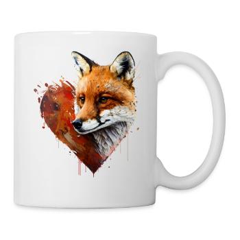 Fuchs Herz Kunst Geschenk Tierliebe Tier Rotfuchs - Tasse - Weiß - Rechts
