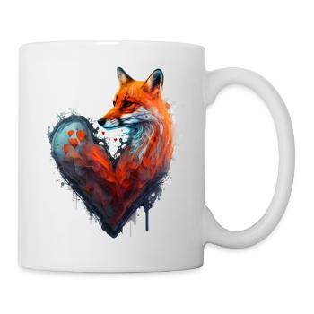 Fuchs Herz Tiermotiv Bunt Geschenk Tierliebe Tier - Tasse - Weiß - Rechts